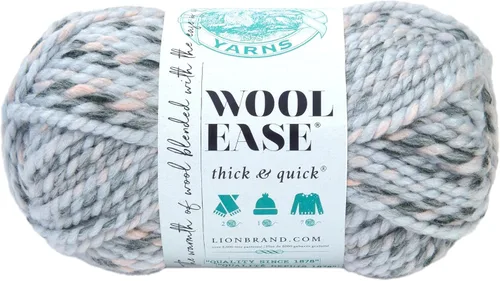 Vista 138 de Lion Brand Yarn - Ovillo de lana Wool-Ease Thick & Quick color fuerza aérea Super Bulky Wool Acrylic Blend Fiber for Soft Hats, Sweaters, Chunky
