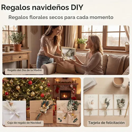 Vista 6 de LUXEEASE 11 tipos de mini ramo de flores secas mixtas con tallos, 176 Neutrales Naturales