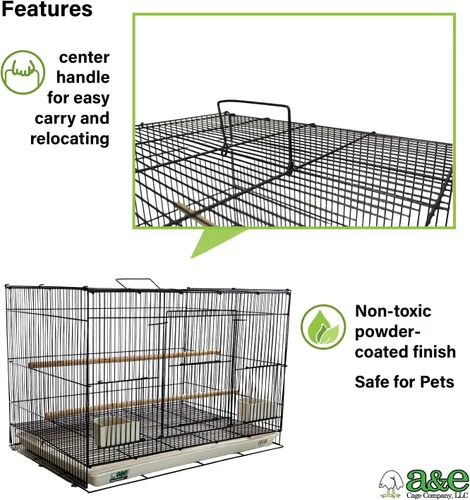 Vista 4 de A&E Cage Co 504 - Jaula para pájaros de vuelo para pinzones y periquitos Negro