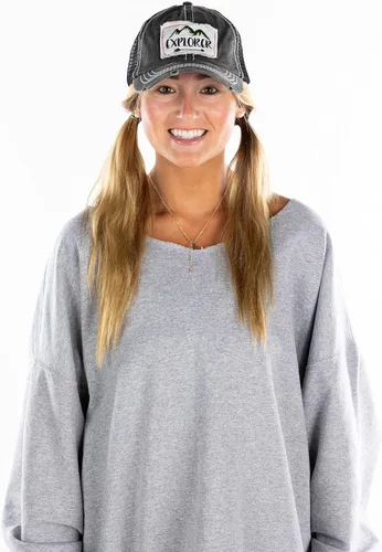 Vista 4 de Funky Junque Gorra de béisbol unisex con parche vintage envejecido, para papá