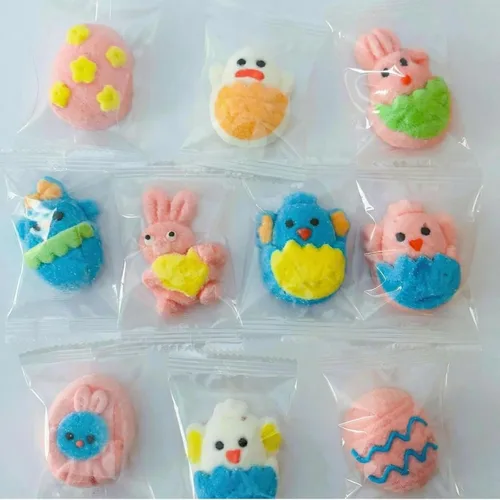 Vista 3 de Gomitas de malvavisco de Pascua, 10 diseños diferentes, 4.5 onzas, gomitas envueltas individualmente en bolsa, sin gluten, sin diario, perfectas
