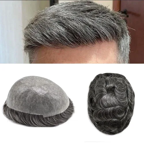 Vista 21 de Toupee - Sistemas de cabello humano para hombre, 0.002 in, piel ultrafina para hombre, tupé en V, polivinílico de poliuretano natural, piezas