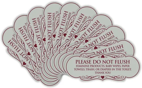 Vista 31 de Signs ByLITA Designer Please Do Not Flush Etiqutte Letrero (negro) - Pequeño 1 paquete