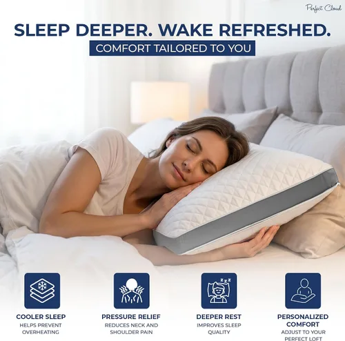 Vista 9 de Perfect Cloud - Almohada de espuma viscoelástica de doble temperatura, ajustable Memory foam pillow with a cooling, breathable design and an