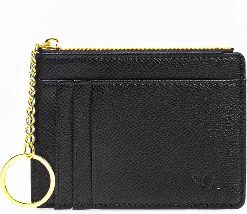 Vista 9 de Tarjetero delgado con bloqueo RFID, billetera de bolsillo pequeño, con cremallera Keychian para monedero, monedero y tarjetero para mujeres y hombres