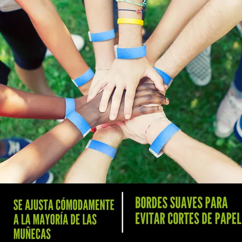 Vista 6 de 500 pulseras Tyvek de estrellas azules Wristco para eventos, a prueba de manipulaciones