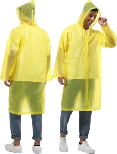 Vista 93 de 2 abrigos de lluvia de Borogo para adultos, chaquetas de lluvia reutilizables para hombres y mujeres