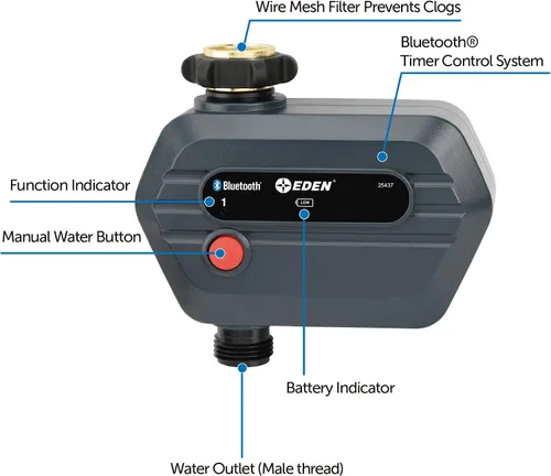 Vista 4 de Eden 25441 Temporizador de agua Bluetooth de 1 zona para riego inteligente - Control remoto a través de la aplicación, programación personalizable