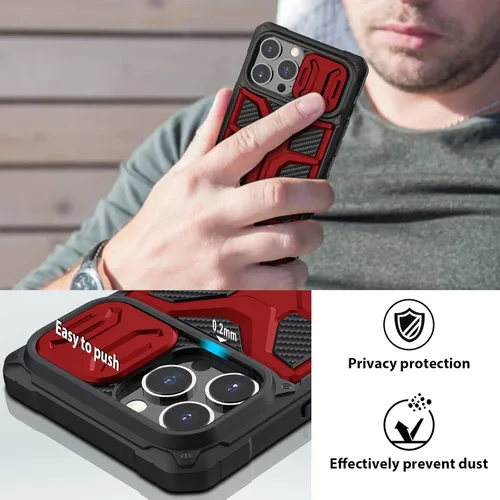 Vista 3 de Nillkin Funda diseñada para iPhone 13 Pro Max con funda para cámara, funda de grado militar con protección deslizante para lente de cámara, funda a