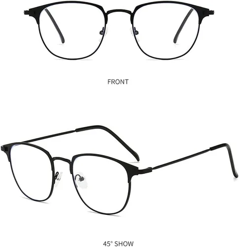 Vista 3 de DEPEYE Gafas de miopía con bloqueo de luz azul, marco de metal, gafas retro para miopía, gafas de 0.5 a 4.0 de fuerza Negro