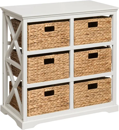 Vista 11 de eHemco Hampton Meadows - Armario de almacenamiento con extremo X de 5 niveles con 5 cestas de mimbre, color blanco