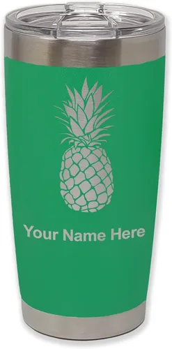Vista 37 de LaserGram Vaso aislado al vacío de 20 onzas, piña, grabado personalizado incluido (negro)