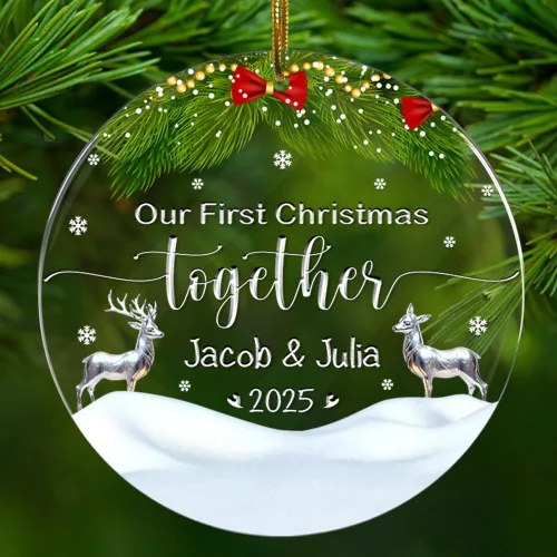 Vista 22 de Adorno personalizado de nuestro primer apartamento, con nombre y dirección personalizados, acrílico, 2.90 x 2.90 pulgadas, adornos de regalo