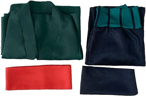 Vista 6 de Roronoa - Disfraz de cosplay de una pieza, kimono de capa de Halloween, color verde para hombre