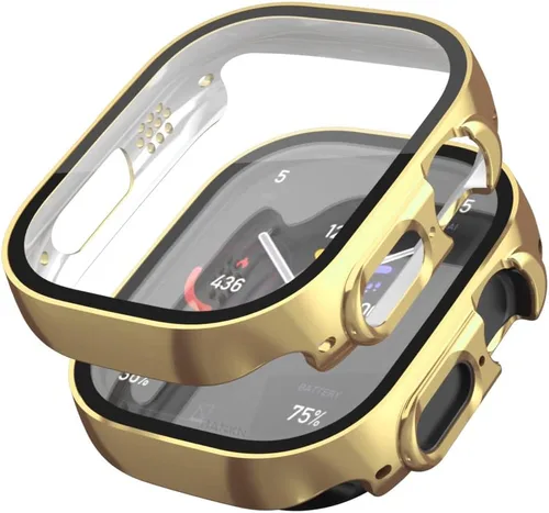Vista 15 de Paquete de 2 fundas de vidrio templado de 1.77 pulgadas compatibles con Apple Watch Series 8 7 fundas protectoras de pantalla de vidrio templado