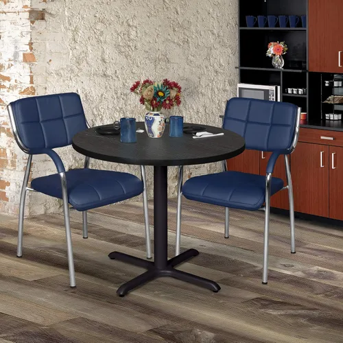 Vista 2 de Regency Mesa redonda Cain para sala de descanso, 30 x 30 pulgadas, parte superior gris ceniza, base negra