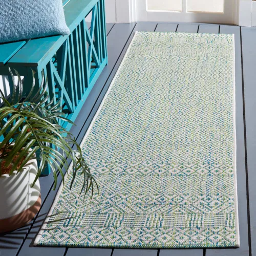 Vista 55 de SAFAVIEH Alfombra lavable al aire libre, colección Courtyard - 2'3" x 5', gris y negro, no desprende pelusa y fácil limpieza, ideal para patio