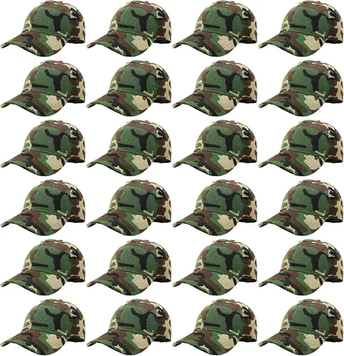 Vista 6 de Falari - 24/144 unidades de gorra de béisbol unisex, lisa y de tamaño ajustable, venta al por mayor Paquete de 144 verde militar