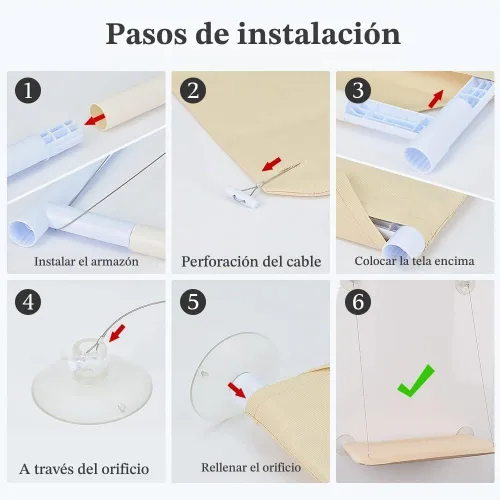 Vista 4 de Hamaca negra para gatos con ventana y cama para gatos