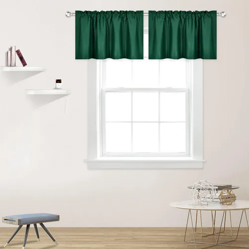 Vista 9 de DECOVSUN Cenefas Aqua para ventanas de cocina, con bolsillo para barra, opacas, con aislamiento térmico, 1 panel de 42 x 18 pulgadas