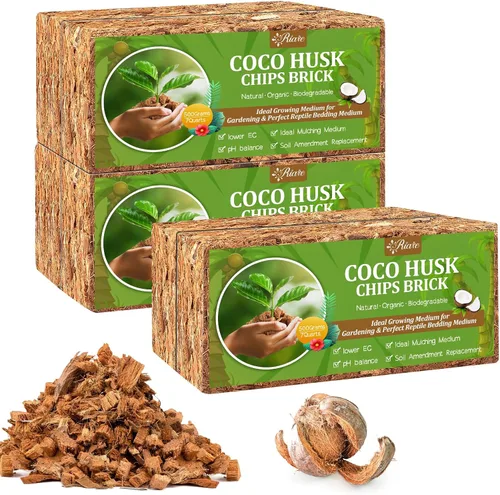 Vista 9 de Riare Paquete de 2 sustratos de chips de coco para plantas, 2.2 libras, ladrillo de cáscara de coco 100% orgánico con baja EC y pH equilibrado