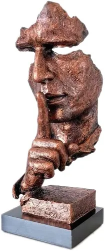 Vista 6 de SMRTHMRT Esculturas abstractas de pensadores, estatua creativa de The Thinker, Keep Silence/Silence is Gold Charaters, decoración de oficina en casa