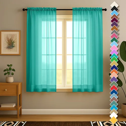 Vista 37 de YHSF Cortinas traslúcidas – Juego de 2 paneles para decoración del hogar – Elegantes cortinas de gasa sólida con bolsillo para barra