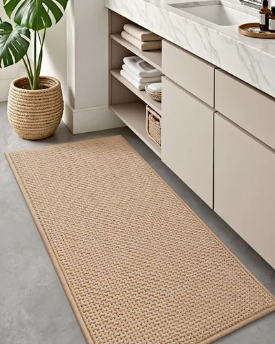 Vista 18 de Color&Geometry Tapete de baño con parte trasera de goma de 24 x 16 pulgadas, antideslizante, lavable a máquina, alfombra bohemia de felpilla suave