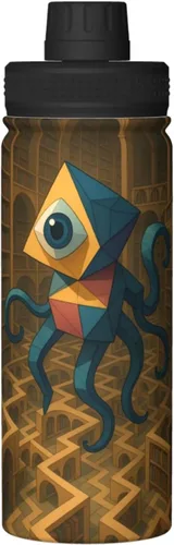 Vista 9 de Geometric Creatures - Hervidor de agua aislado de acero inoxidable Botella de agua divertida con estampado Ideal para deportes y viajes