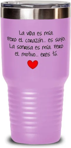 Vista 5 de Regalo para novia Taza de cafe para esposa Perfecto regalo para navidad, graduados, profesionales y estudiantes Vaso con afirmaciones Azul