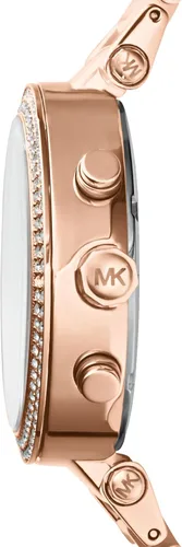 Vista 2 de Michael Kors Parker - Reloj de acero inoxidable con cristal pavé para mujer, con correa de acero, cuero o silicona