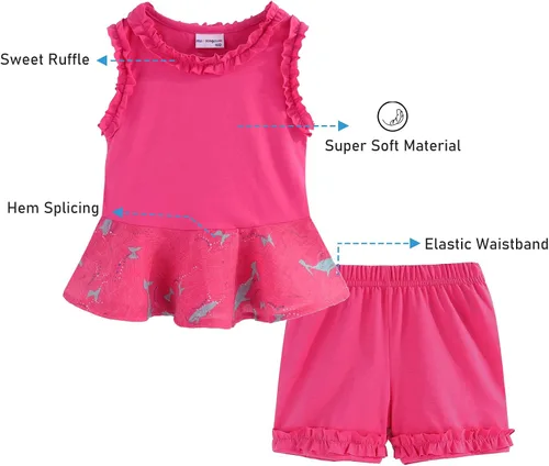 Vista 117 de LittleSpring Conjunto de verano para niñas con camiseta sin mangas y pantalones cortos florales