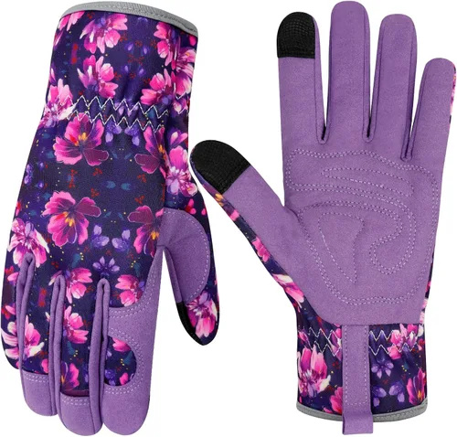 Vista 37 de Guantes de Jardinería de Cuero MERTURN para Mujeres, Guantes de Jardín a Prueba de Espinas, Guantes de Trabajo Compatibles con Pantalla Táctil