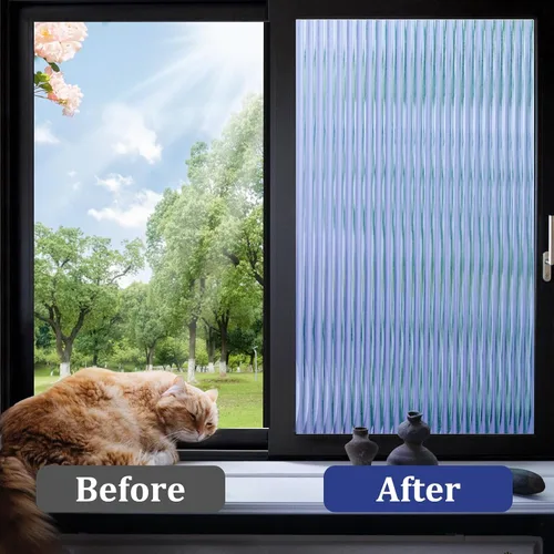 Vista 7 de Beautyhero - Película de privacidad para ventana, vidrio esmerilado con cañas, adherencia de vidrio 3D, cubiertas decorativas con bloqueo UV