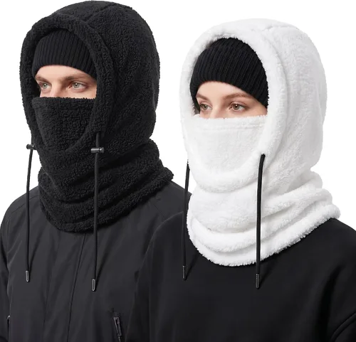 Vista 12 de Ski Mask Balalclava Windproof Face Mask Warm Fleece Neck Cover for Cold Weather Helmet Hood for Men & Women A01-negro
