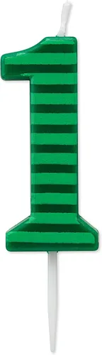 Vista 9 de Papyrus Vela de cumpleaños número 0, rayas verdes (1 unidad)