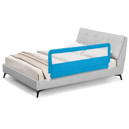 Vista 13 de BABY JOY Rieles de cama para niños pequeños, 59 pulgadas, extra largo, protector de cama abatible con correa de seguridad, barandilla plegable