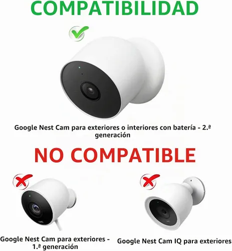 Vista 2 de wochel - Cable de alimentación compatible con Google Nest Cam para exteriores o interiores, batería, 30 pies, resistente a la intemperie, cable