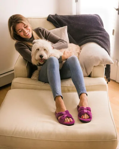 Vista 6 de isotoner Signature X-Slide - Zapatillas de satén con espuma viscoelástica para mujer