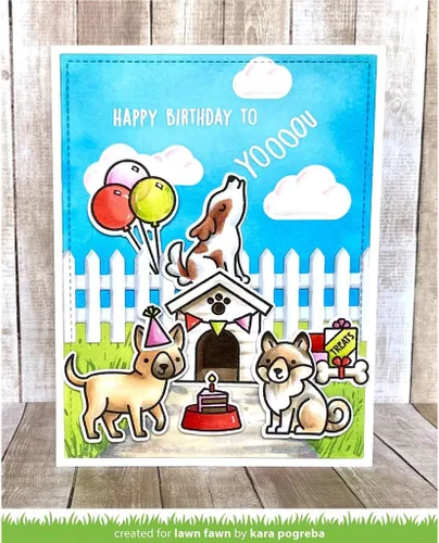 Vista 2 de Lawn Fawn LF3158 Yappy Birthday 4X6 Juego de sellos transparentes