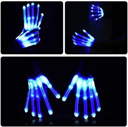 Vista 5 de Guantes de mano de esqueleto iluminados, modos de ajuste, guantes LED, nuevos divertidos y geniales recuerdos de fiesta, juguetes geniales, regalos