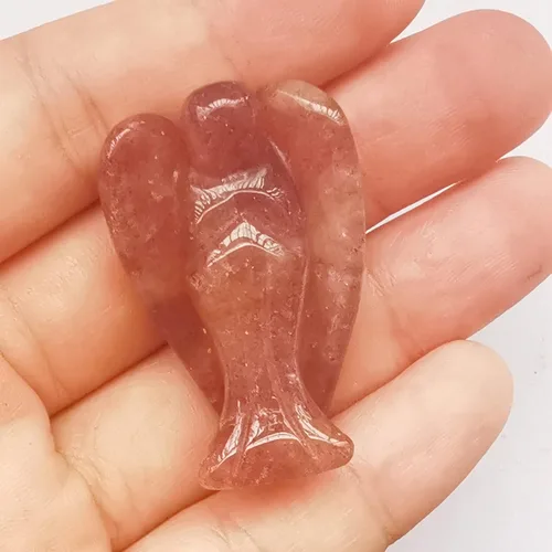 Vista 8 de Estatua de ángel guardián de oración de cristal curativo de labradorita negra natural, 1.5 pulgadas, tallado en bolsillo, figuras de piedra de palma