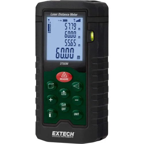 Vista 4 de Extech Medidor de distancia láser DT60M – Medidor láser digital de 196 pies con funciones de área/volumen/altura indirecta, pantalla retroiluminada