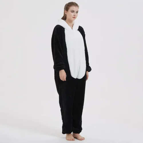Vista 2 de III HHONS Panda Onesie Adult Costume Animal Pajamas Halloween Cosplay Sleepwear for WomenMen