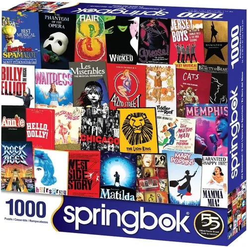 Vista 2 de Springbok - It's Showtime - Collage de rompecabezas de 1000 piezas de listas de reproducción de Broadway