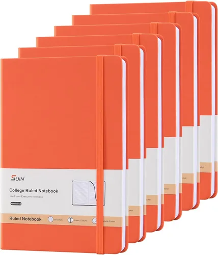 Vista 10 de SUIN Cuadernos de diario de tapa dura, cuadernos de diario rayados A5 para escribir de 200 páginas, 8.2 x 5.5 pulgadas, cuadernos clásicos rayados
