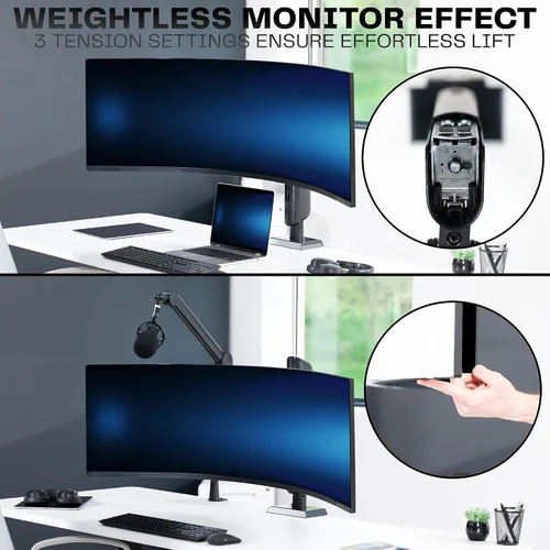 Vista 4 de VIVO Soporte de escritorio para monitor ultraancho de aluminio resistente para pantallas de hasta 49 pulgadas, soporta 39.6 libras, soporte vertical