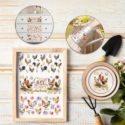 Vista 5 de Rngmsi Envoltura de taza UV DTF – 5 hojas de pollo UV DTF envolturas de tazas para 16 oz de animales de granja Uvdtf calcomanías personalizadas