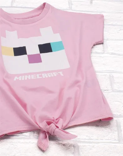 Vista 5 de Minecraft - Camiseta para niñas Camiseta de jugador rosa con lazo frontal de gatito para niños Ropa para niños, regalos de mercancía