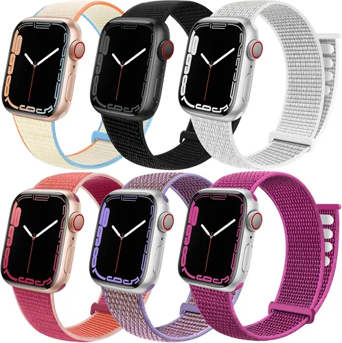 Vista 7 de Paquete de 6 correas deportivas compatibles con Apple Watch de 1.496 in 1.575 in 1.614 in 1.654 in 1.732 in 1.772 in 1.811 in 1.929 in para iWatch